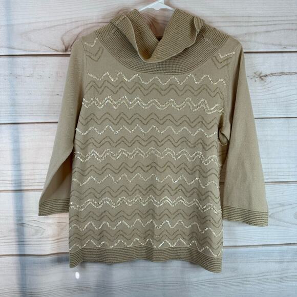 Vintage Hampshire Studio Tan Cowl Neck Sweater Size Small - Picture 1 of 6